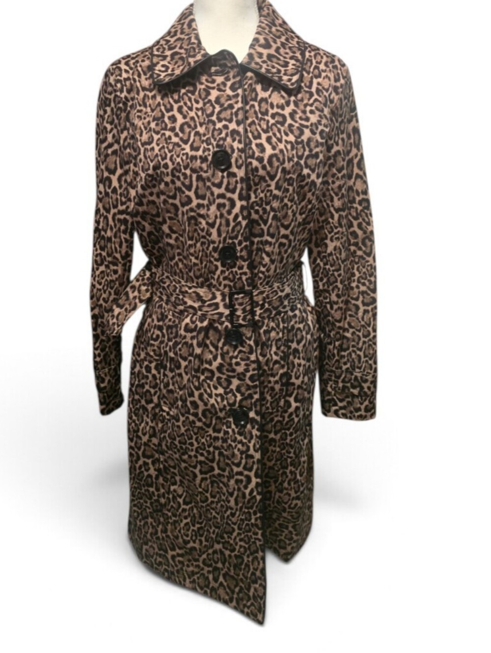 Michael Kors Leopard Print Trench Coat in Beige and Black